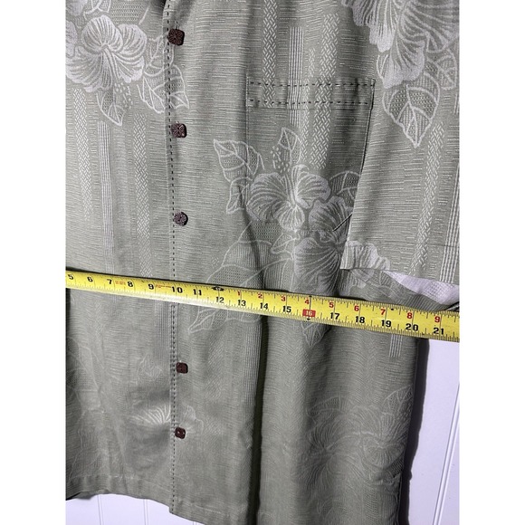Jamaica Jaxx 100% Silk Short Sleeve Button Down Hawaiian Shirt Men's Large Green - Picture 9 of 9